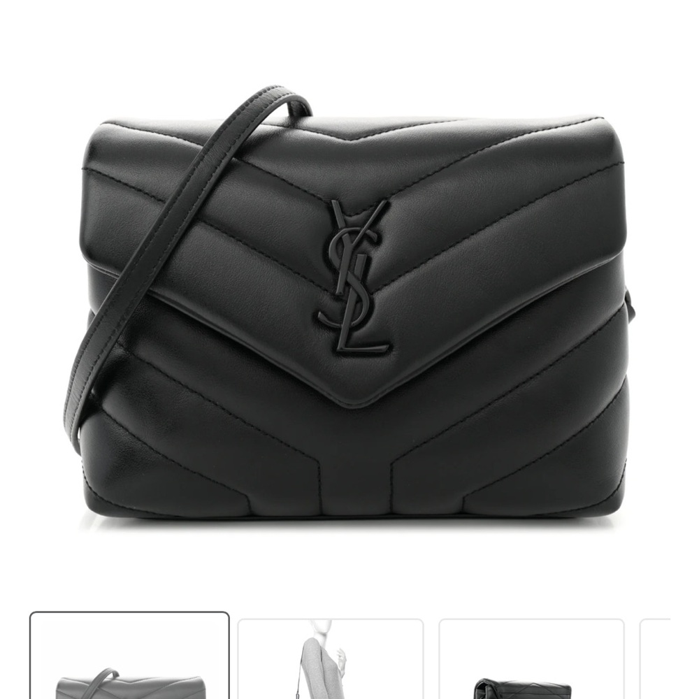 Yves Saint Laurent Black Chevron Crossbody Bag